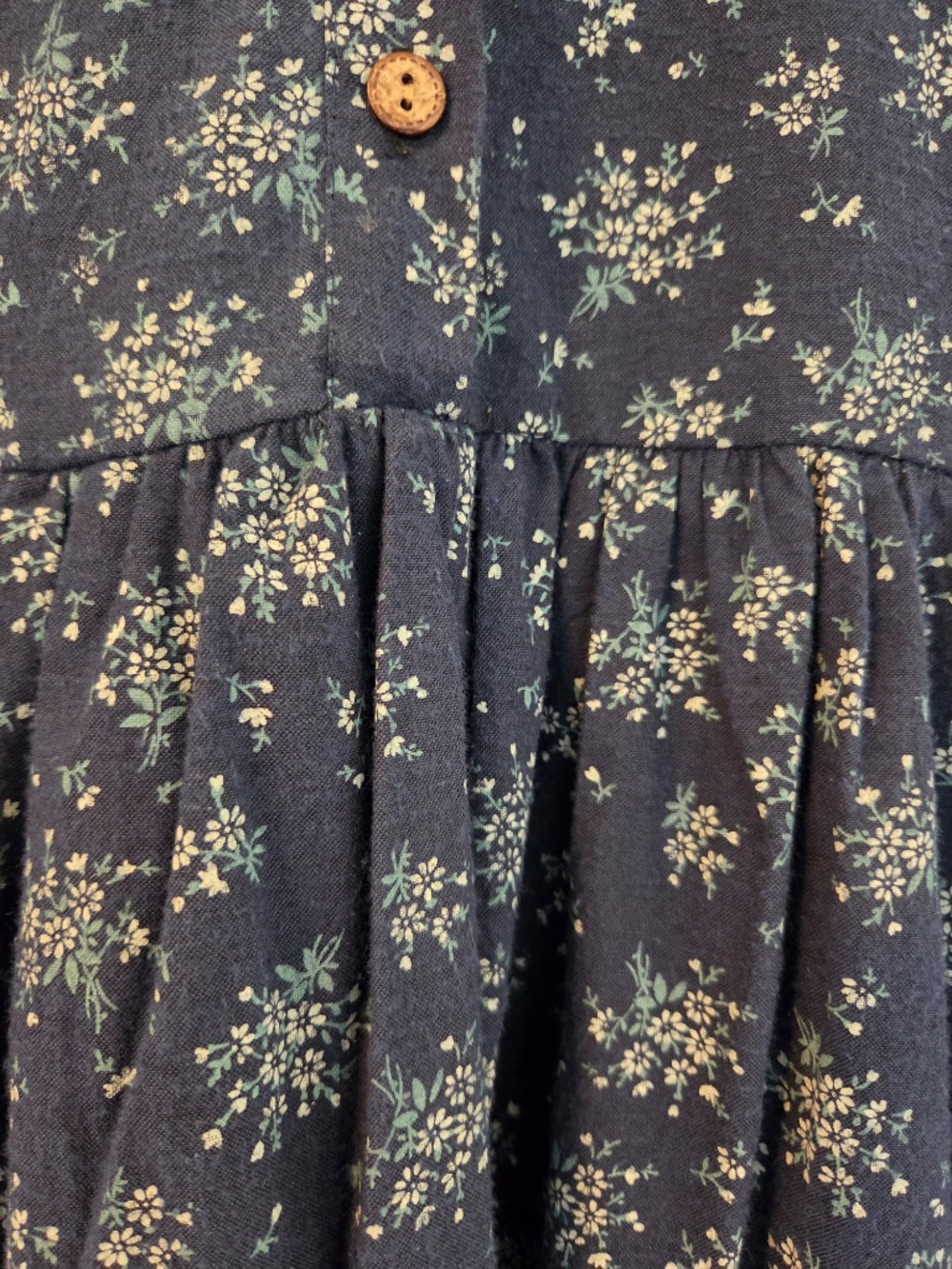 Navy/white floral dress S/M Peter Pan collar button down bodice cottage core - Picture 5 of 10